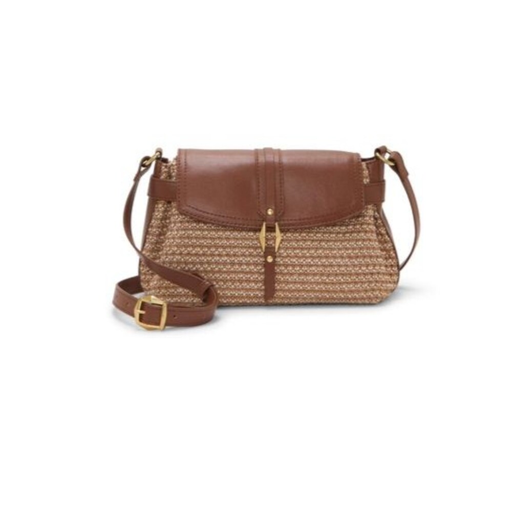 Vince Camuto Hadley Raffia Crossbody Handbag Tan/Whiskey NWOT